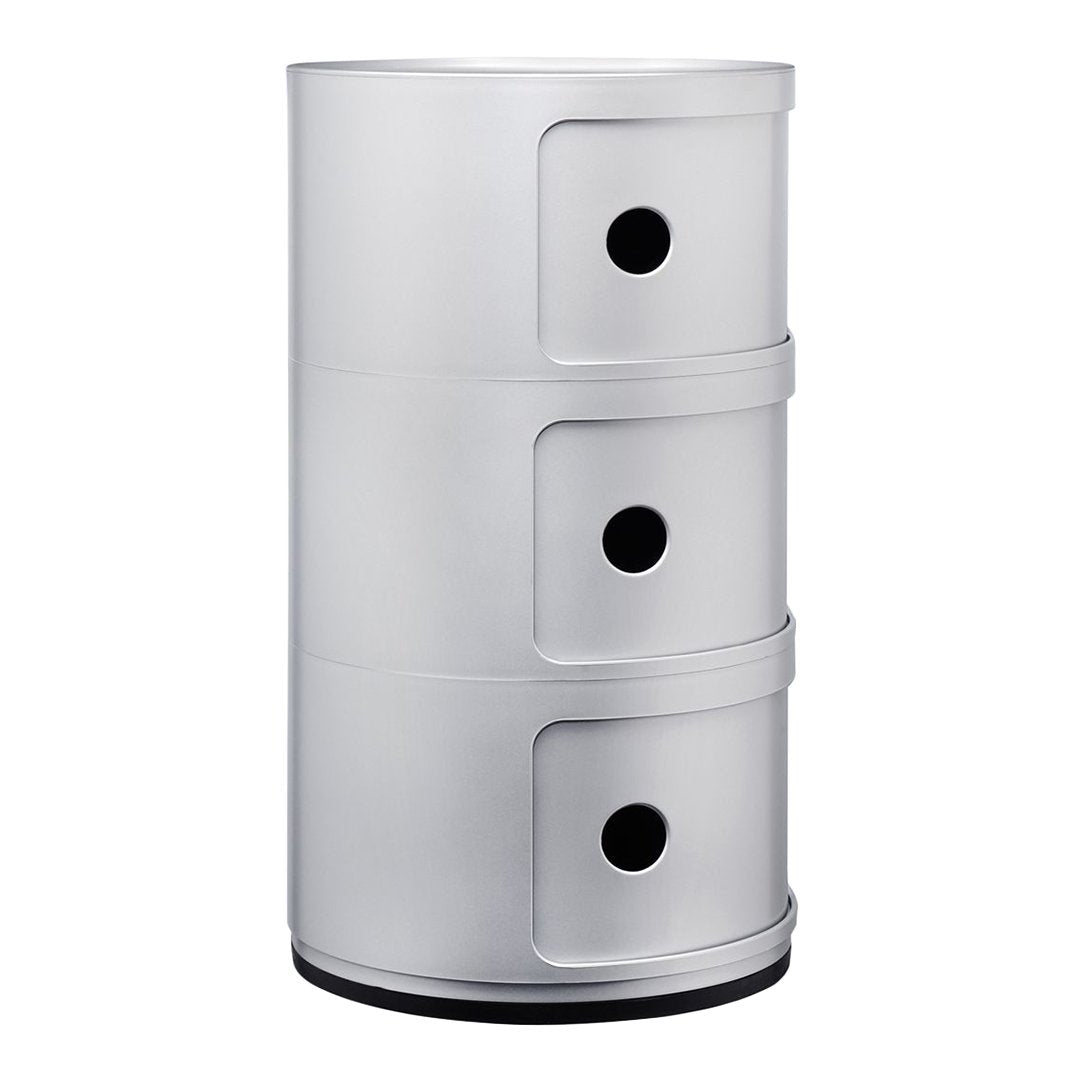 Componibili Round 3-Door Storage Tower - Modern Modular Organizer for Bedroom, Living Room & Office - Space-Saving Furniture Solution