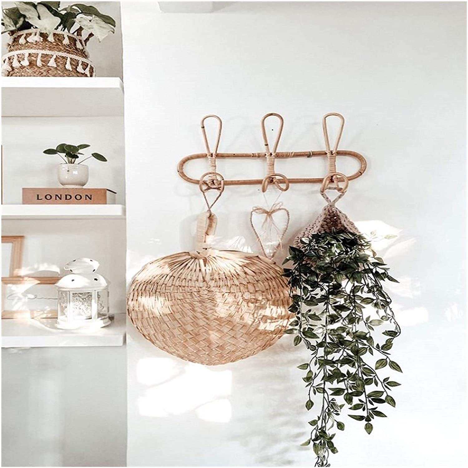 Tophacker Rattan Wall Hooks - Kids Clothes Organizer Rack for Hats, Garments & Accessories | Durable Rattan Hanger for Bedroom, Nursery & Kids Room Decor | Perfect for Wall Organization & Space Saving