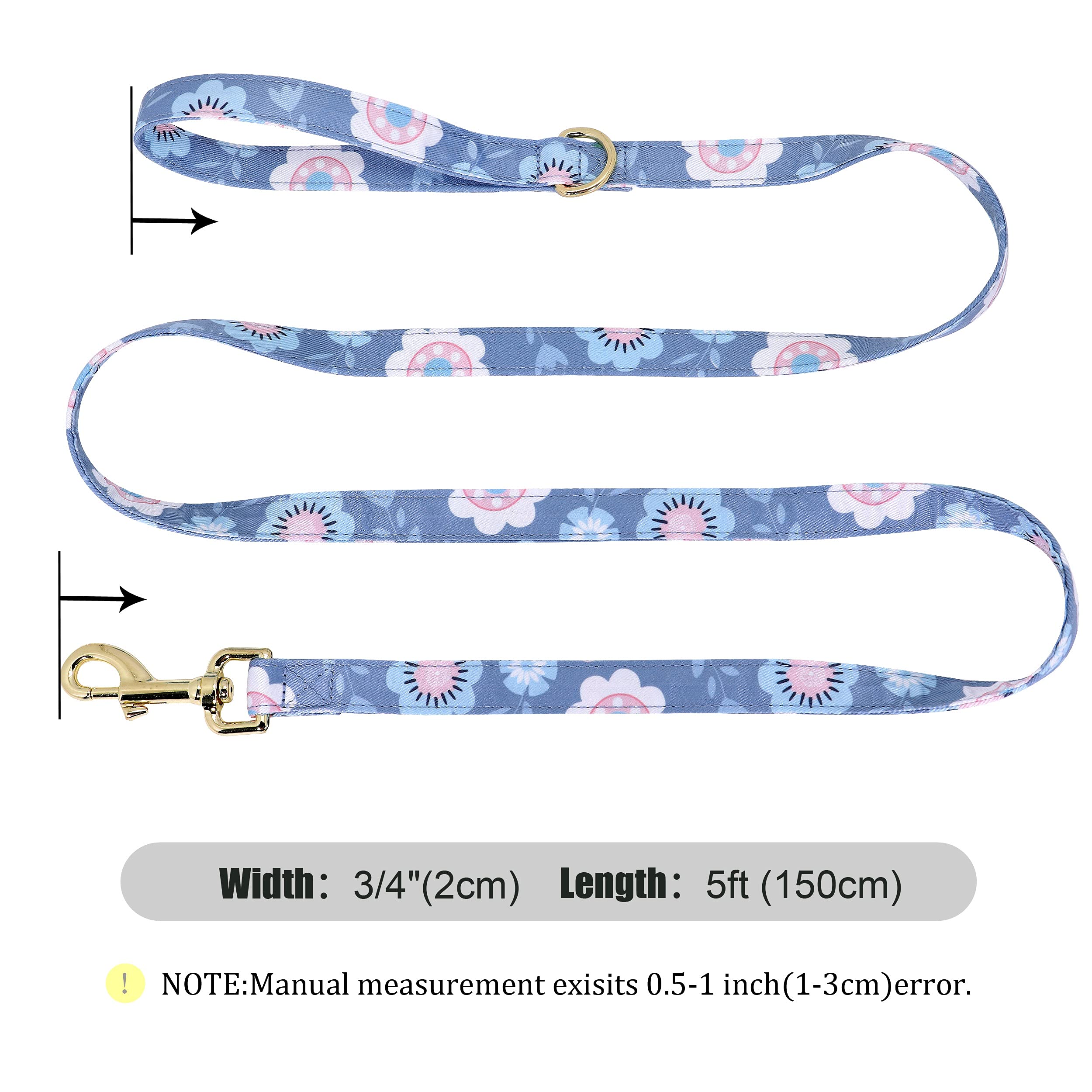 Custom Floral Dog Collar & Leash Set for Small Female Dogs - Personalized Engraved Pet Collar with Gold Buckle (Butterfly Design, Size S) - Perfect for Weddings, Parties & Special Occasions