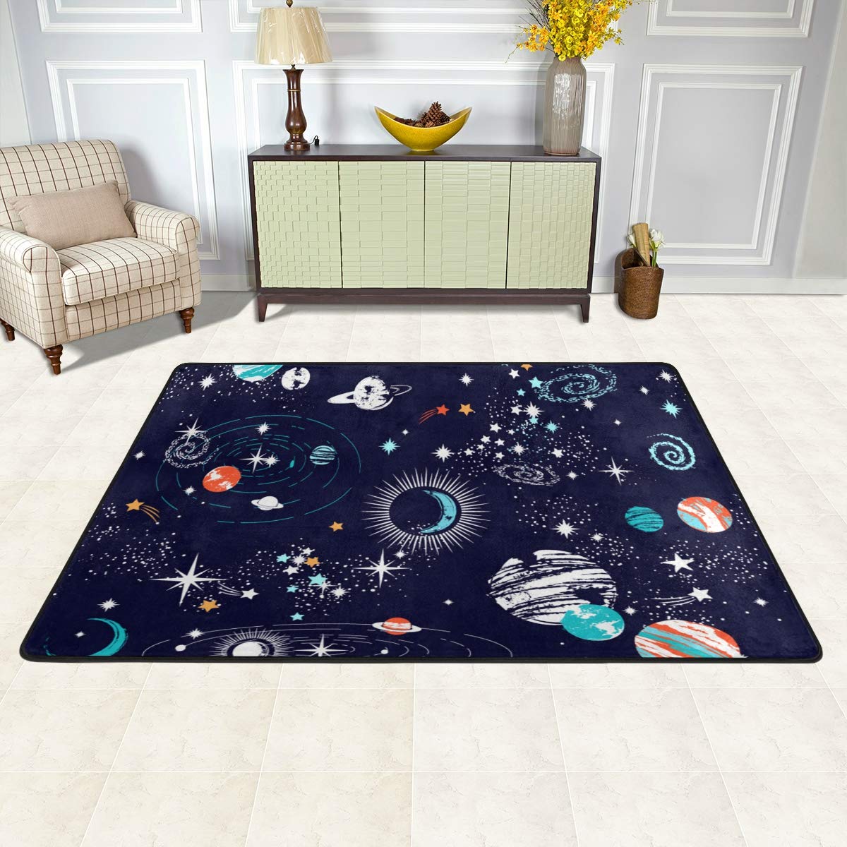 Vantaso Soft Foam Play Mat - Non-Slip Galaxy Space Stars Design for Kids Room, Nursery & Living Room - 72x48 Inch Foam Rug - Perfect for Playtime, Learning & Floor Protection