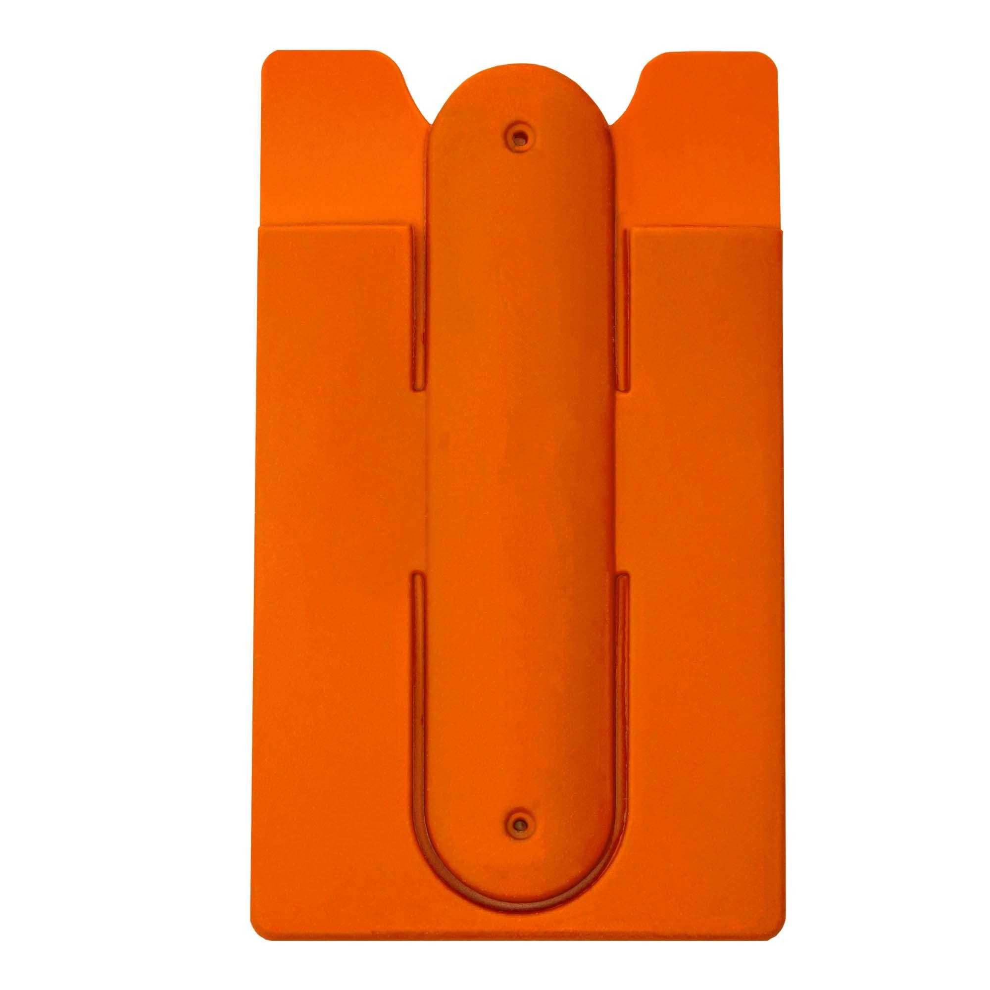 Stick-On Silicone Phone Card Holder with Stand - Adhesive Wallet & Credit Card Pouch for iPhone & Samsung Galaxy (Orange) - Perfect for Hands-Free Viewing & Contactless Payments