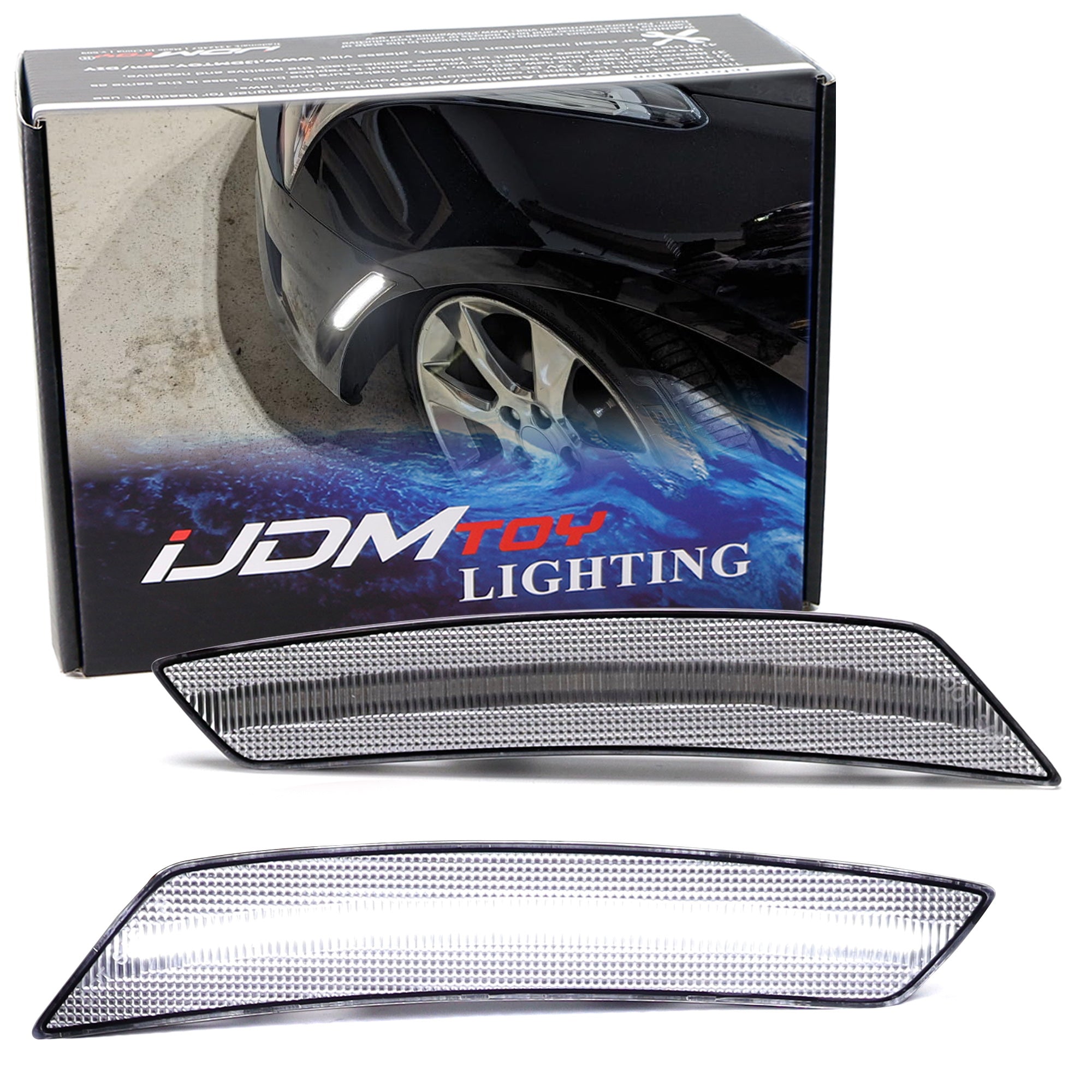 2022-2024 Chevy Equinox Clear Lens White Full LED Front Bumper Side Markers - DRL Daytime Running Lights for Enhanced Visibility & Style
