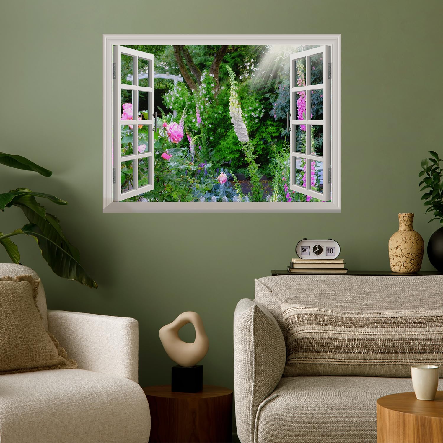 Wall26 Removable Wall Sticker & Mural - Wild Flowers in Spring | Creative Window View Wall Decor - 24x32 Inches | Perfect for Living Room, Bedroom & Nursery Decor