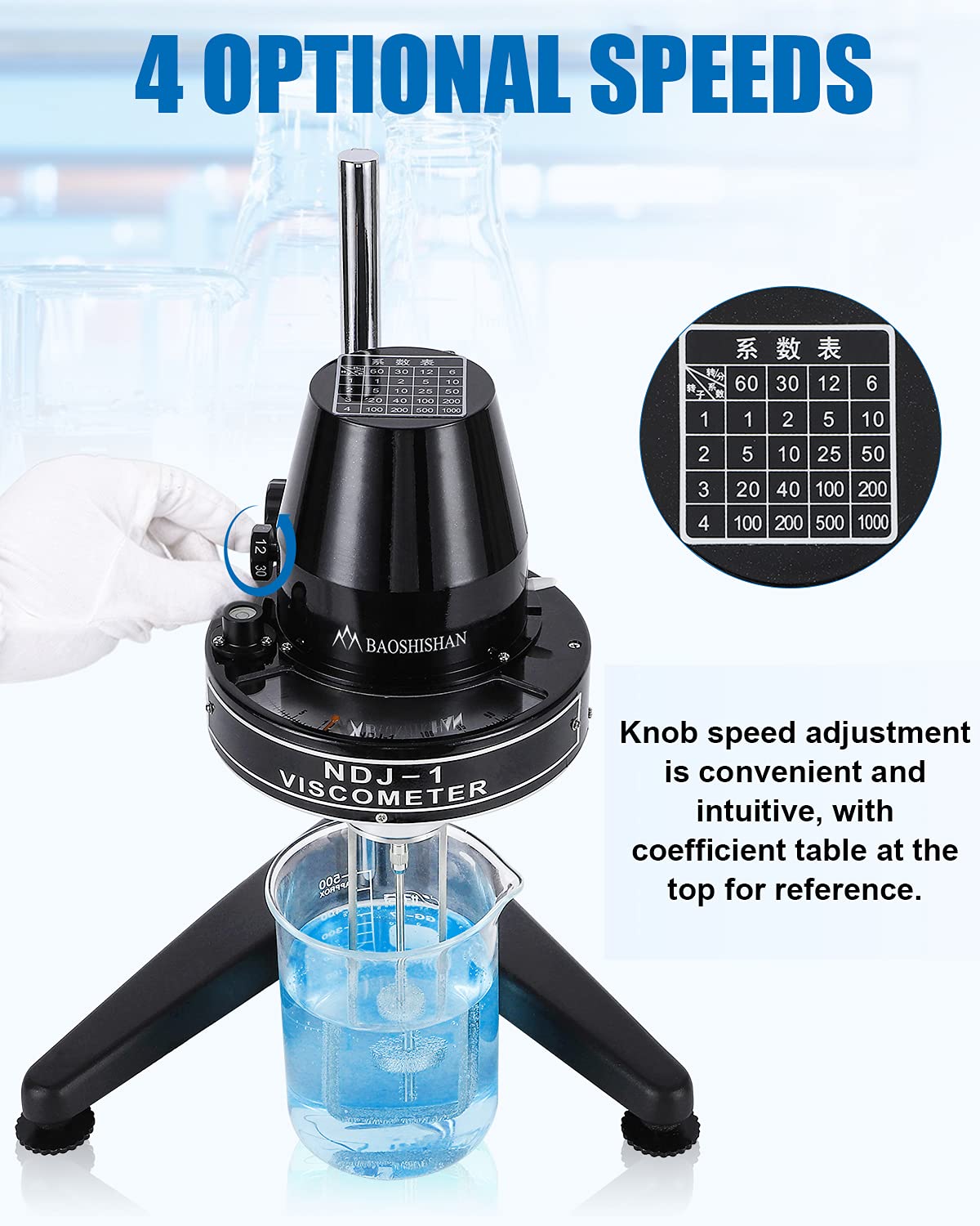 BAOSHISHAN NDJ-1 Rotary Viscometer - Digital Viscosity Tester for Newtonian Liquids (10-100,000mPa·s) | Lab & Industrial Fluid Viscosity Measurement for Paints, Oils, Cosmetics & Chemical Solutions