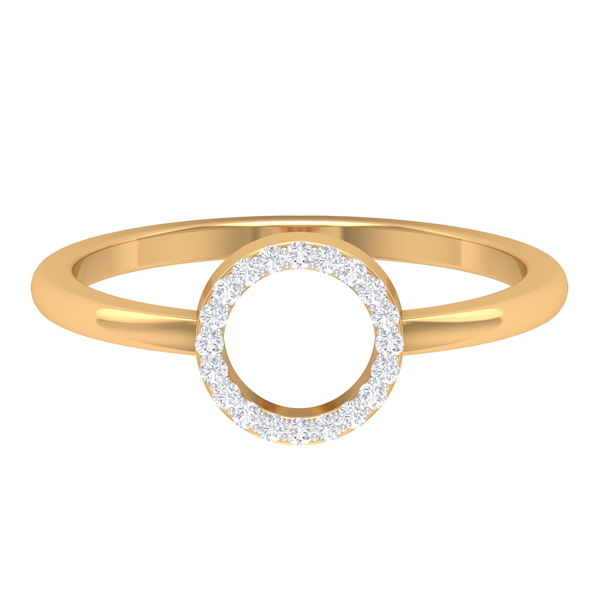 14K Solid Gold Diamond Geometric Promise Ring for Women - April Birthstone Open Circle Design, Prong Set Engagement Jewelry Gift for Her - Perfect for Anniversaries, Valentine's Day & Special Occasions