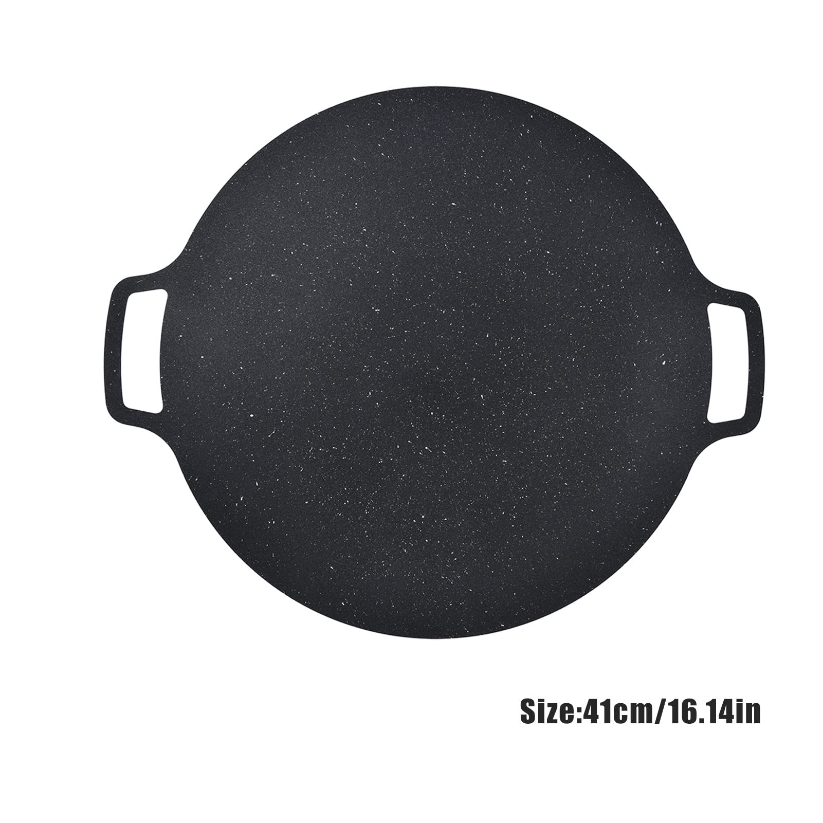 Nonstick Cast Iron Pizza Pan with Handles - 16 Inch Korean BBQ Grill Pan for Pork Belly, Pancakes, Fried Rice Cakes & Ribs | Perfect for Grilling, Frying & Baking at Home or Outdoor Cooking