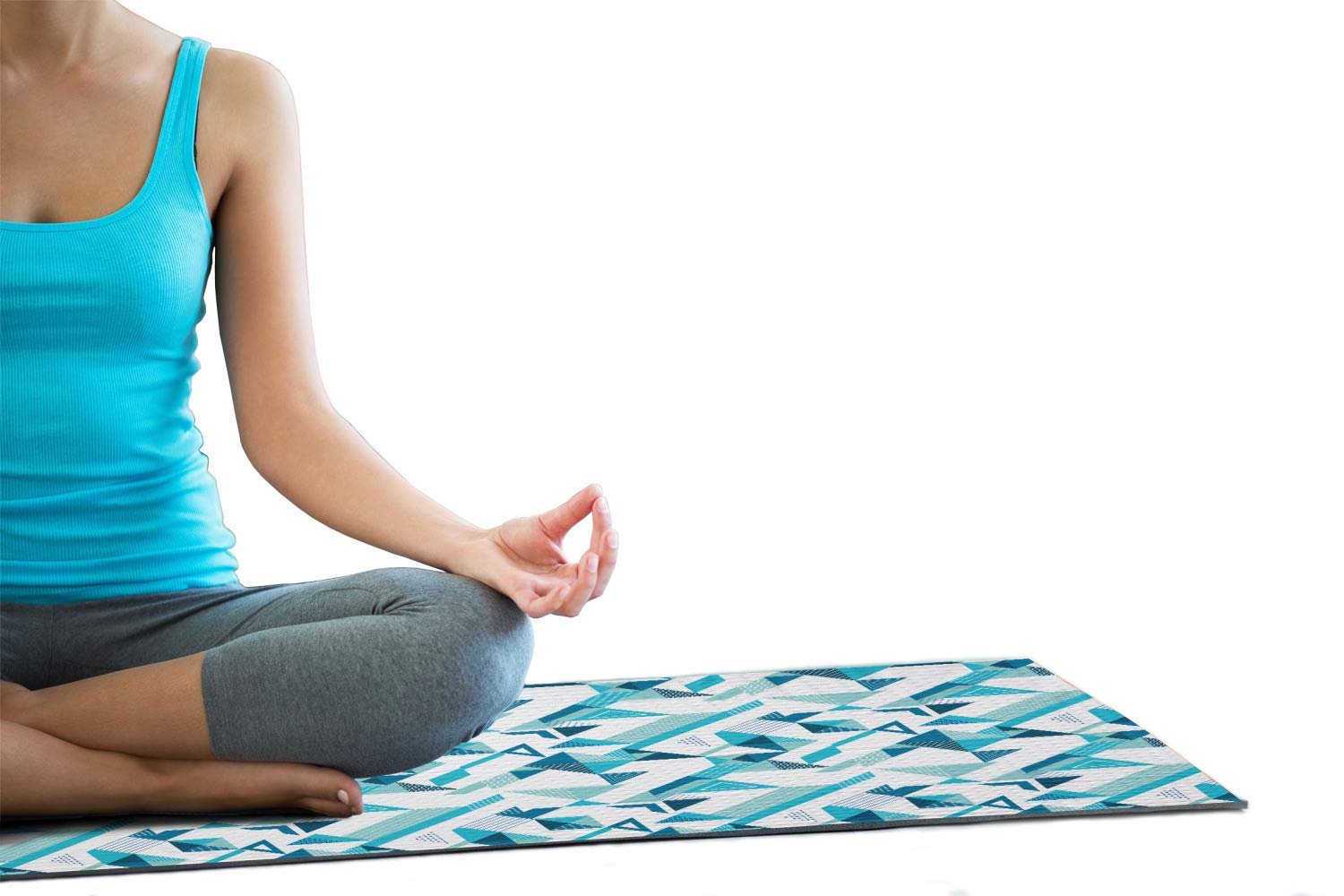 Ambesonne Non-Slip Yoga Mat Towel - Striped & Dotted Geometric Design, Sweat Absorbent for Yoga, Pilates & Workouts, 25