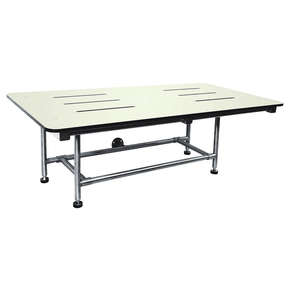ASI 8209 Foldable Shower Seat - Rectangular Phenolic 4-Leg Wall Mounted Bath Bench with Satin Finish | Non-Slip Bathroom Safety Seat for Elderly & Disabled
