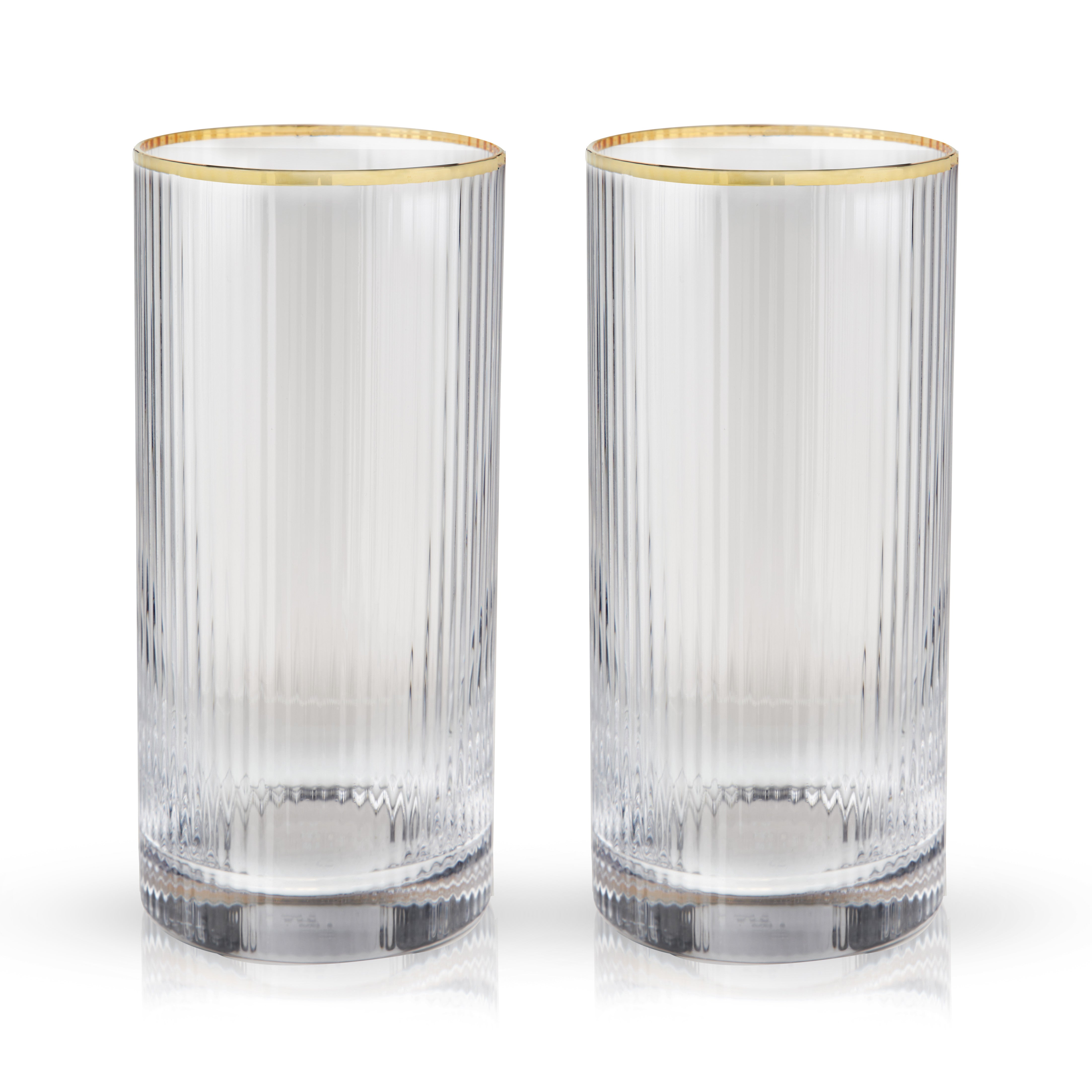 Premium Meridian Crystal Highball Glasses - Set of 2 Elegant Whiskey & Cocktail Drinking Glasses - Perfect for Home Bars, Parties & Gifts