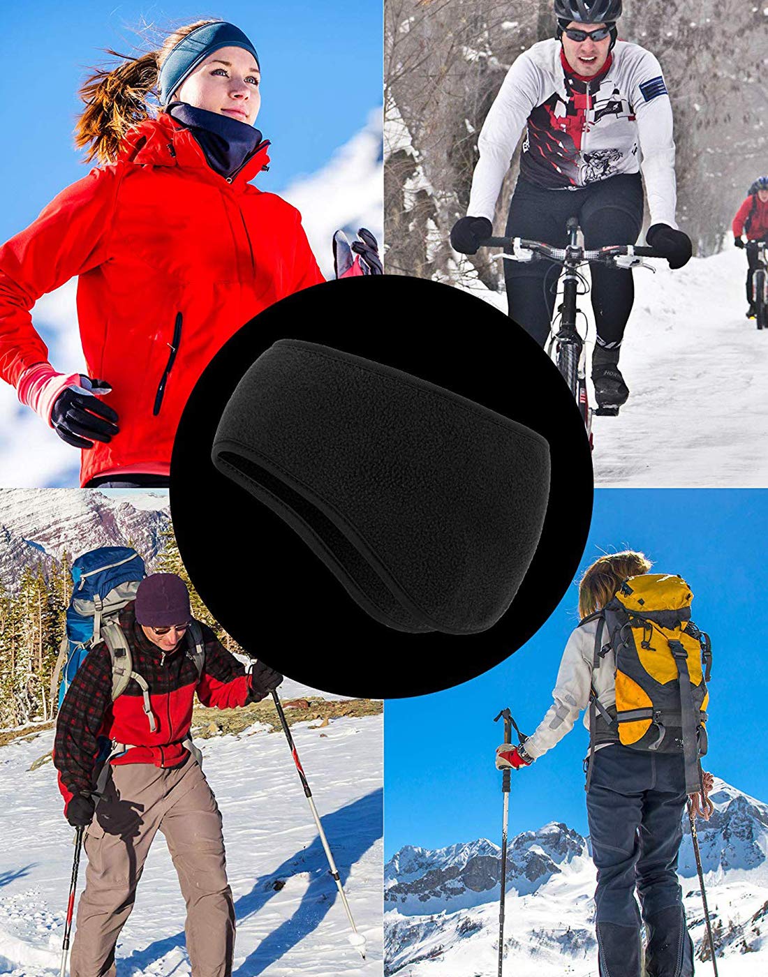 Zkptops Fleece Ear Warmers Headband - Winter Outdoor Sports Ear Muffs for Men & Women - Running, Skiing, Hiking & Cold Weather Activities