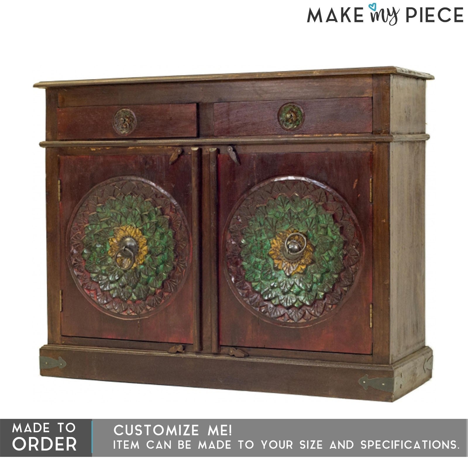 French Hand Carved Solid Wood Sideboard in Chocolate Brown - Elegant Dining Room Buffet for Home Decor & Storage