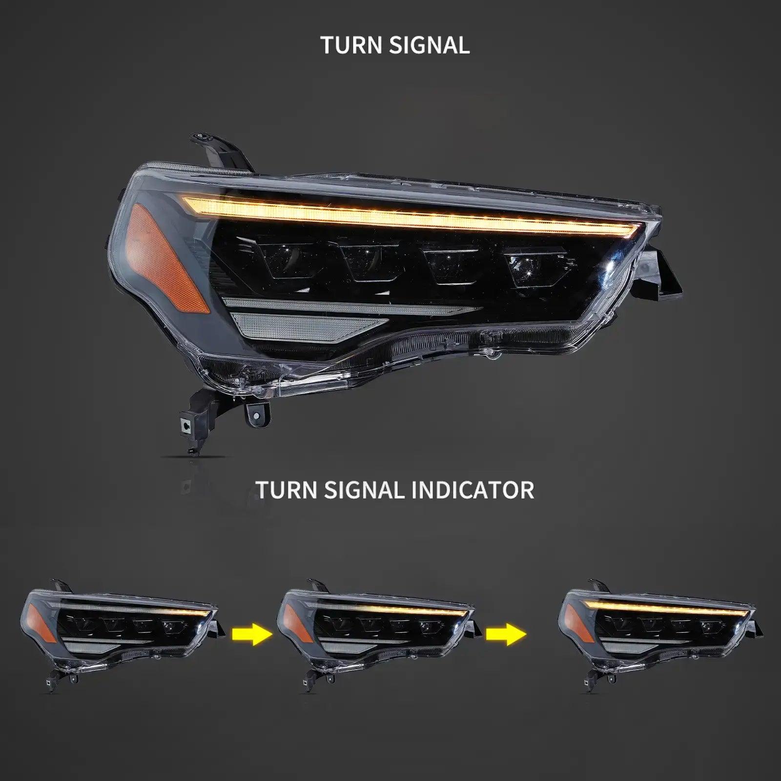 High-Performance LED Headlight Assembly 4Pcs with Projector Upgrade for 2014-2024 Toyota 4Runner - Durable Replacement Headlights for Night Driving, Off-Road Adventures & Enhanced Visibility