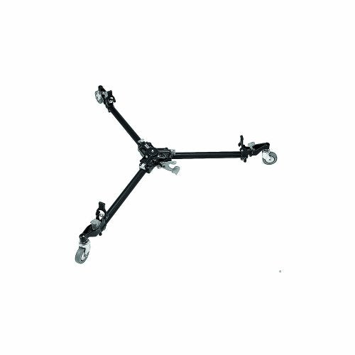 Manfrotto 181B Black Folding Auto Dolly for Twin Spiked Metal Feet Tripods - Professional Camera Tripod Dolly for Smooth Video Shooting & Studio Photography