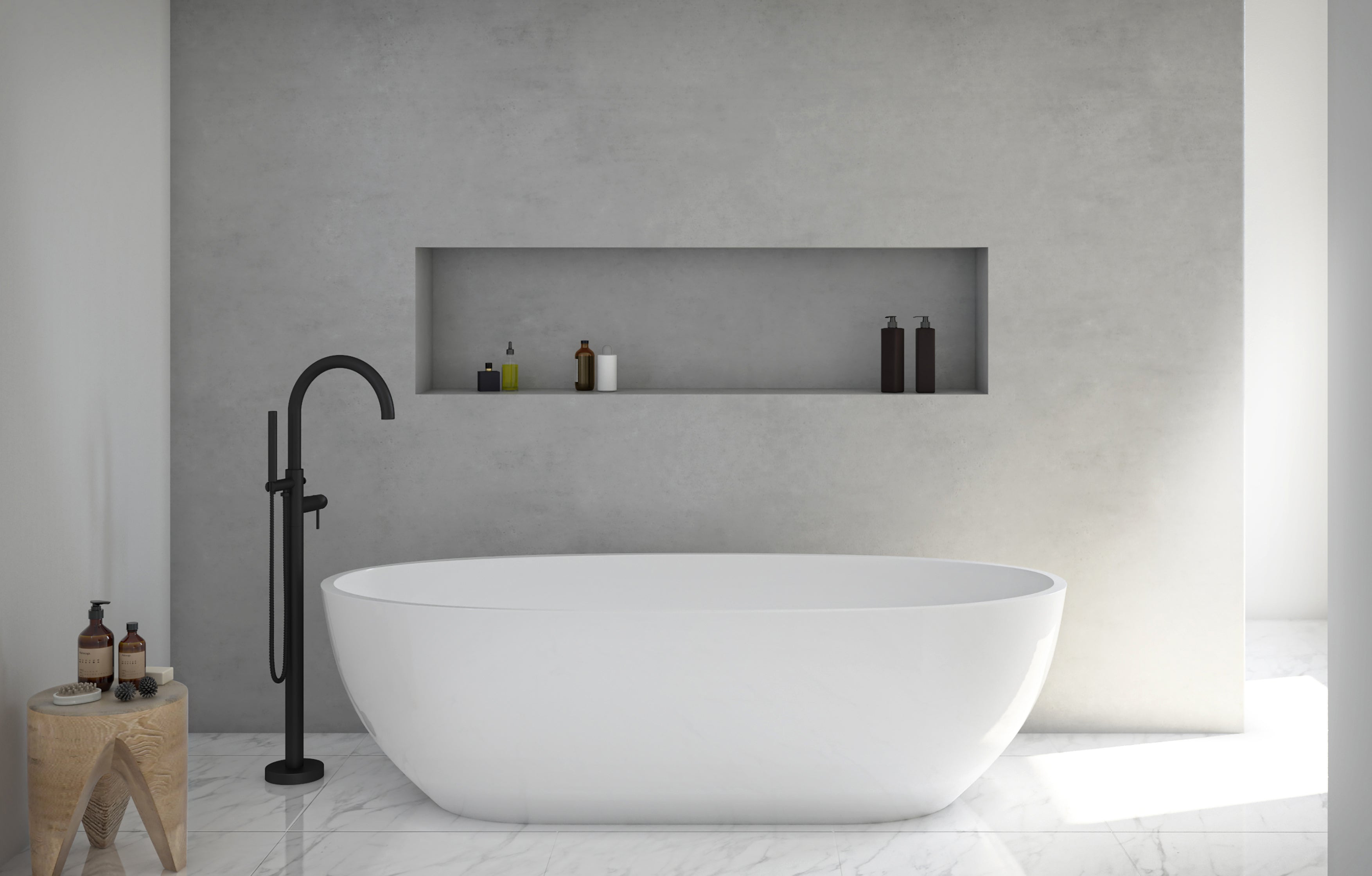 Ancona Nero Freestanding Bathtub Faucet - Matte Black Finish for Modern Bathroom Decor | Perfect for Spa-Like Relaxation and Luxury Bathing Experience