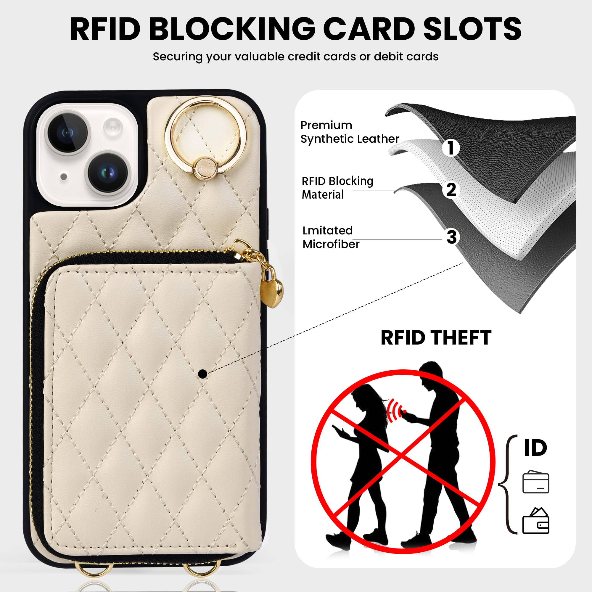 Premium Leather Wallet Case for iPhone 15 Plus 6.7