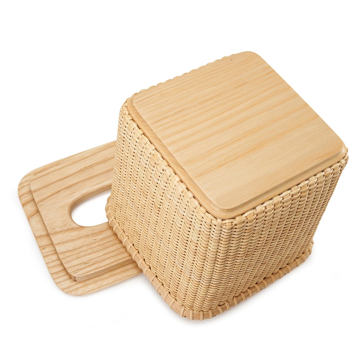 Modern Rattan Tissue Box Holder - Square & Rectangular Facial Tissue Storage for Bathroom Vanity, Bedroom Dresser | Perfect for Home Decor, Spa, Office & Guest Rooms