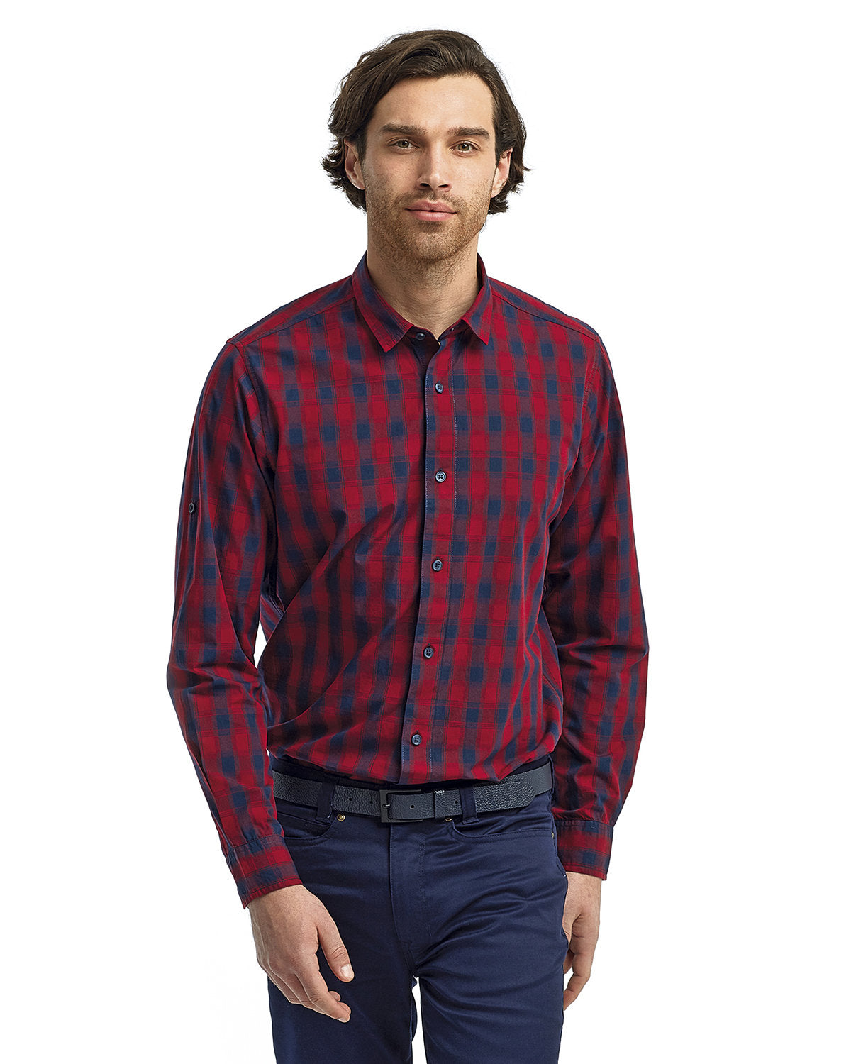 Reprime RP250 Men's Mulligan Check Long Sleeve Cotton Shirt - Artisan Collection | Casual & Business Wear for Office, Date & Outdoor Activities