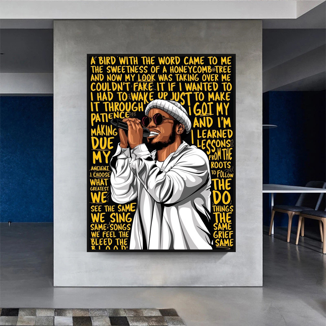 Anderson Paak Singer Rapper Canvas Wall Art Print - Music Inspired Home Decor for Bedroom, Living Room & Office - Perfect Gift for Fans & Music Lovers