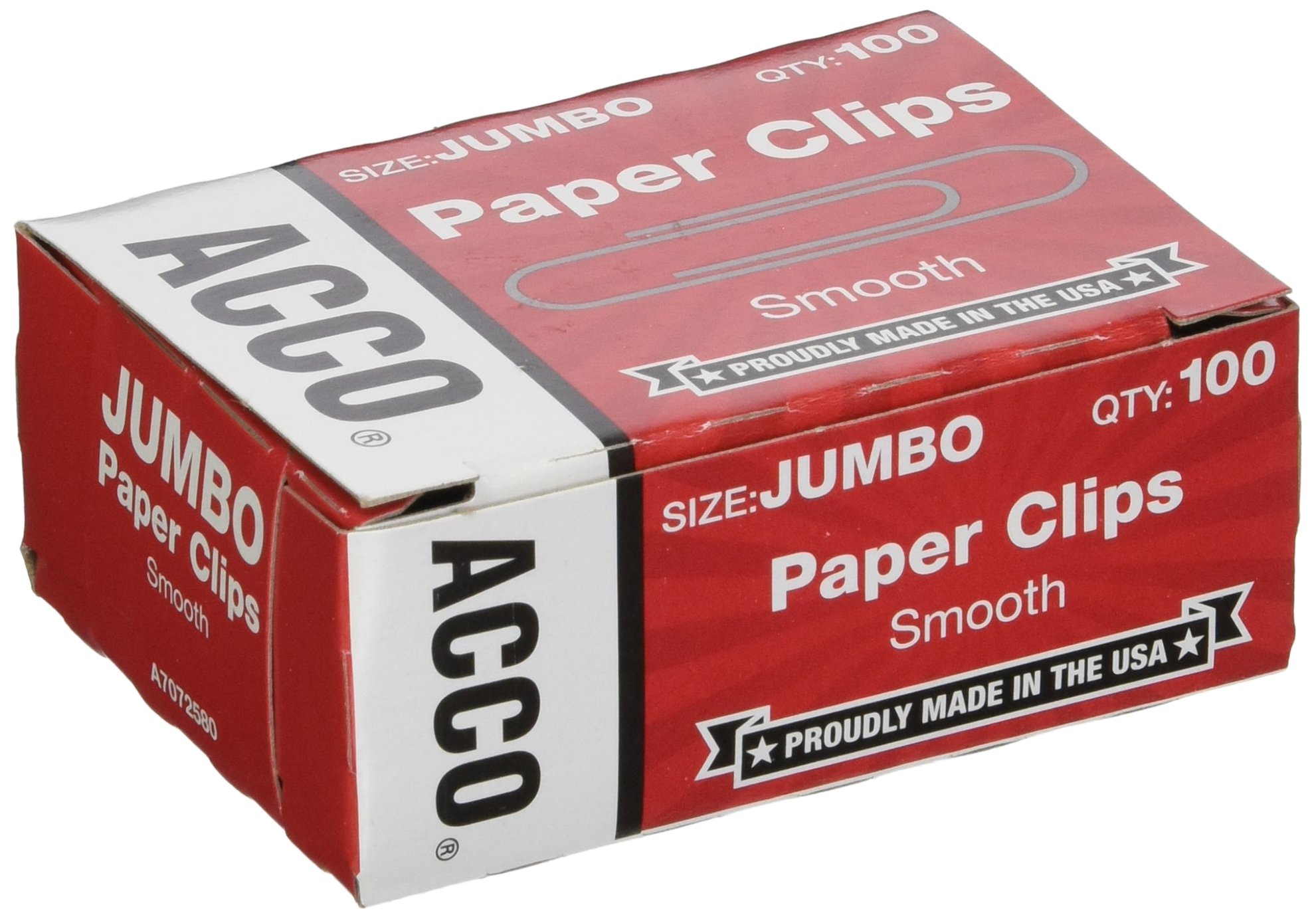 ACCO Jumbo Smooth Economy Paper Clips - 100 Clips per Box, 10 Box Value Pack for Office, School & Home Organization