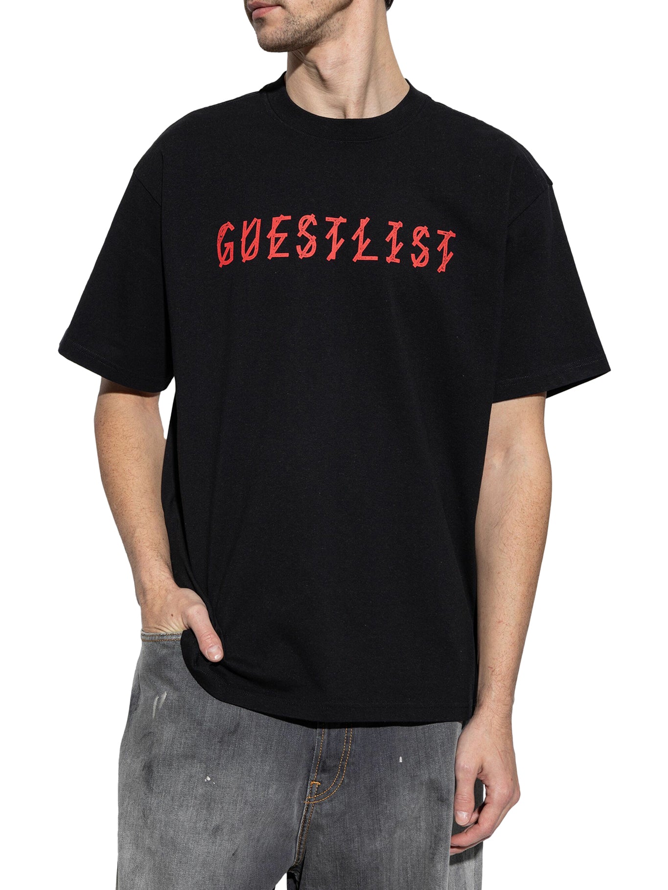 44 Labelgroup Guestlist Tee - Black Cotton T-Shirt for Men | B0030556Fa582P495 | Perfect for Concerts, Parties & Casual Wear
