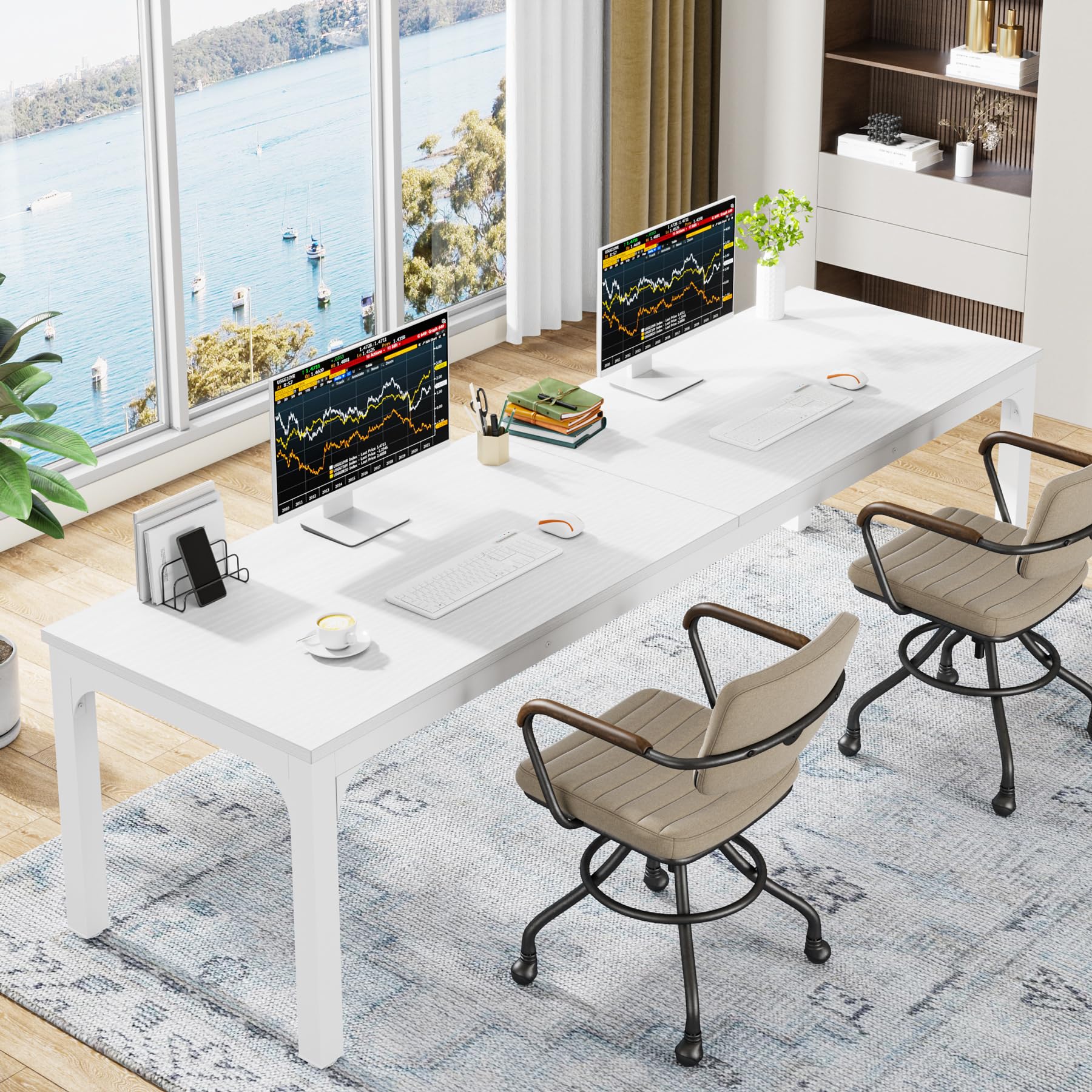 Tribesigns 78.74-Inch Large Conference Table Set - 13FT Rectangle Meeting Table for Office, Seminar & Business (2-Pack, White) - Perfect for Boardrooms, Training Rooms & Corporate Meetings (Chairs Not Included)