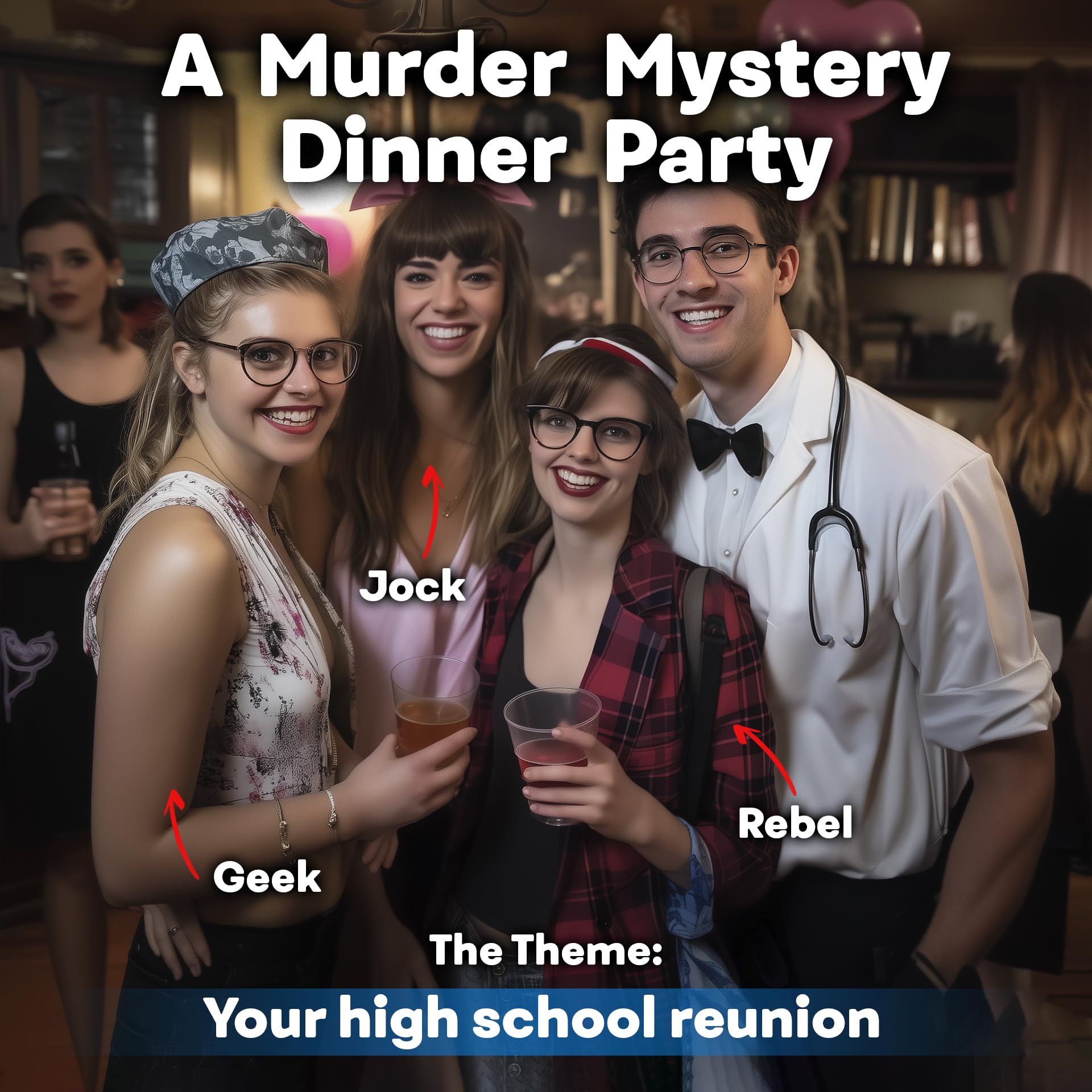 Darkridge Reunion Murder Mystery Game for 6-12 Players - High School Reunion Party Kit