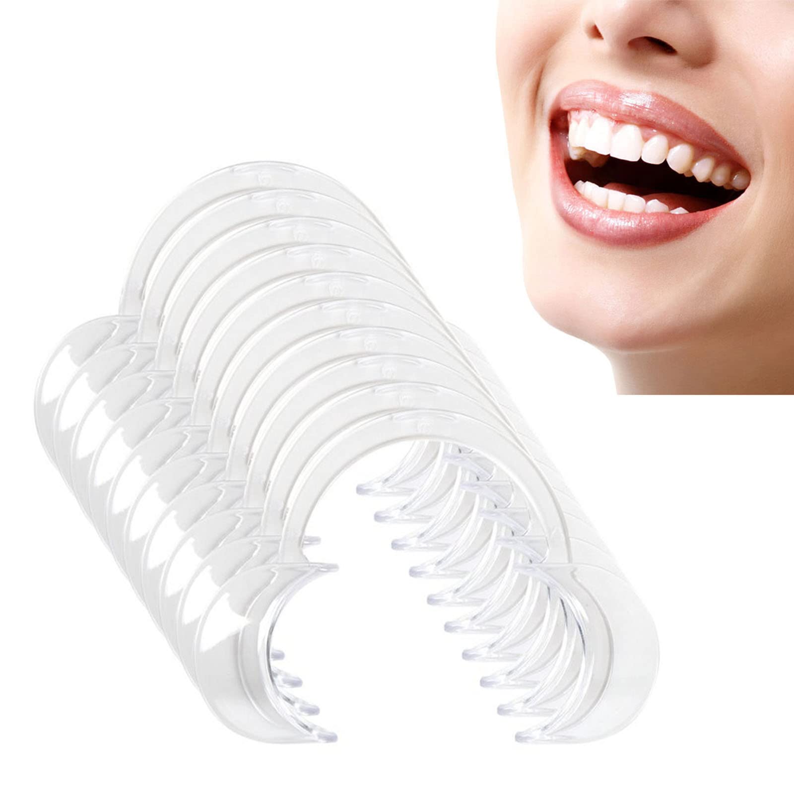 10 Pieces Disposable C-Shape Cheek Retractors - Dental Mouth Openers for Teeth Whitening, Oral Exams & Speak Out Game Accessories - Perfect for Dentists & Party Games (White S2)
