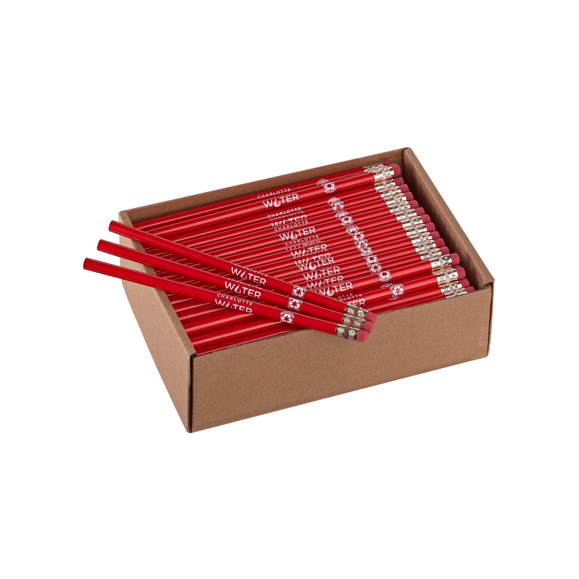 Eco-Friendly Personalized Promotional Pencils - Custom Imprinted Recycled Newspaper & Cardboard Pencils (500 Count, Red) - Perfect for Corporate Gifts, School Supplies & Eco-Conscious Branding