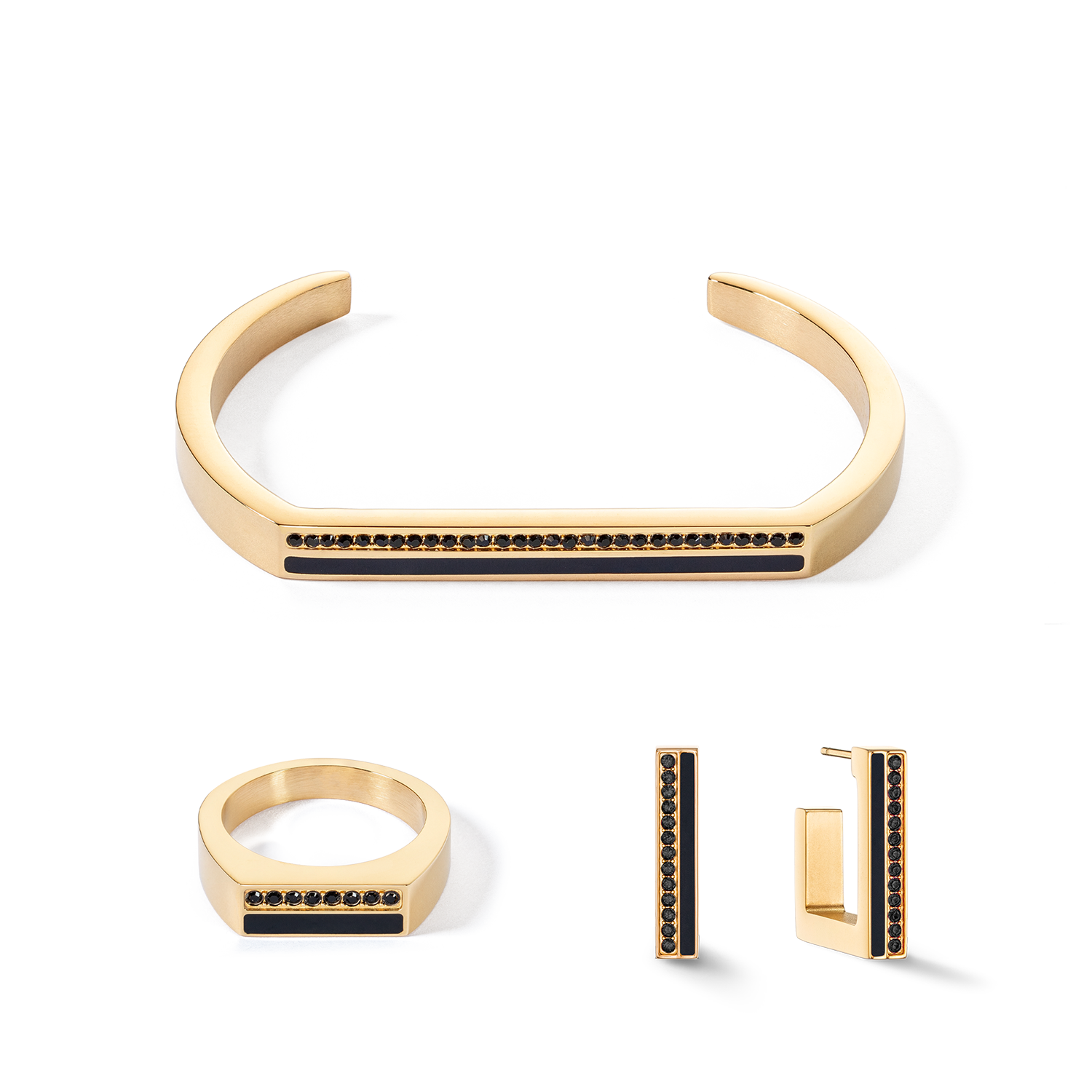 Square Striped Ring - Gold and Black Geometric Jewelry for Women - Perfect for Parties, Weddings & Everyday Wear
