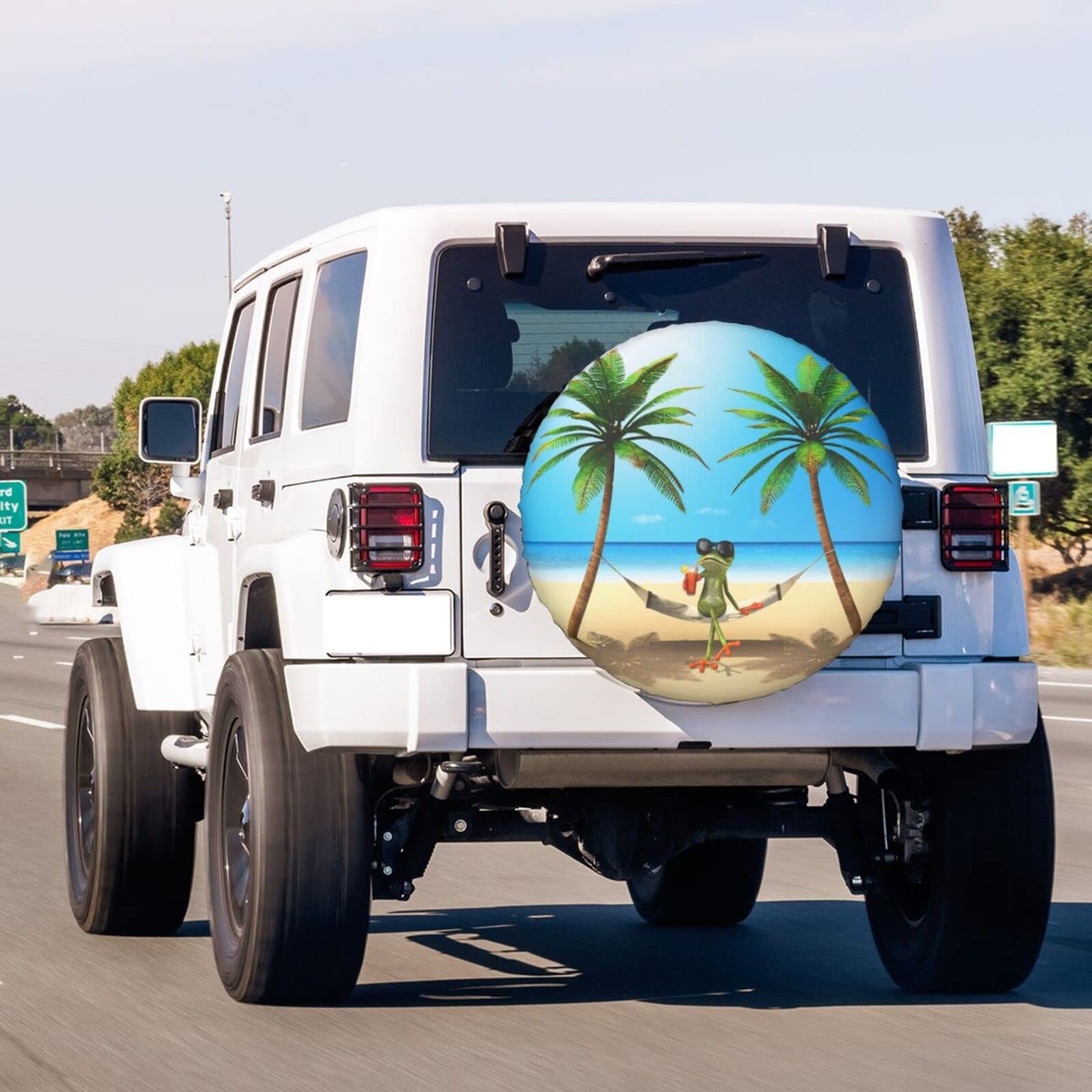 Green Frog Summer Spare Tire Cover - 17 Inch Dust-Proof Wheel Protector for Trailers, RVs, SUVs & Vehicles | Perfect for Outdoor Camping & Road Trips