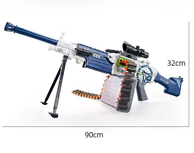 LH SAW M249 Electric Dart Blaster Toy Gun - Blue (US Stock) - Perfect for Outdoor Games, Nerf Battles & Backyard Fun