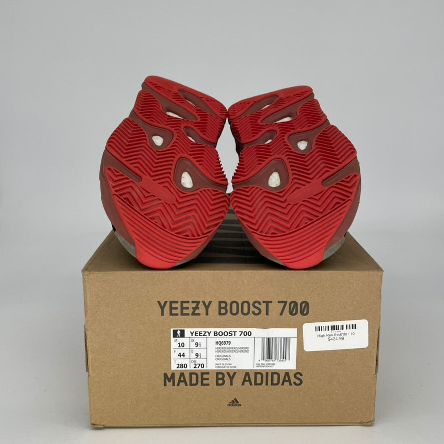 Adidas Yeezy Boost 700 Hi-Res Red Sneakers - Men's Size 10 / Women's Size 11.5 (HQ6979) | Comfortable Running Shoes for Gym, Casual Wear & Street Fashion