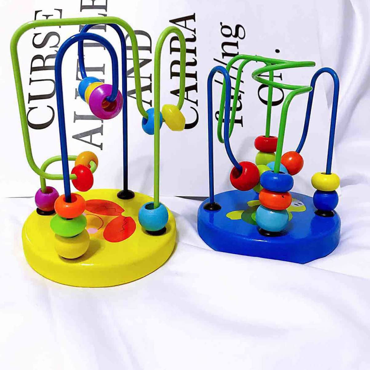 Garneck 6-Piece Wooden Bead Maze Roller Coaster Toy Set - Montessori Abacus & Developmental Learning Toy for Toddlers & Infants - Fine Motor Skills Activity for Daycare, Preschool & Home Play