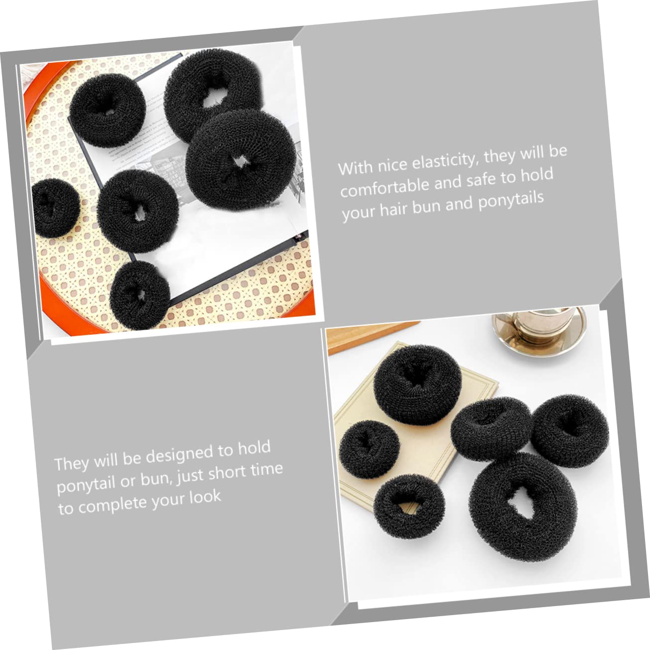 BIUDECO 6-Piece Donut Hair Bun Maker Set for Women - Flexible & Expandable Chignon Maker, Hair Ropes for Quick Updo - Comfortable Hair Accessories for Work, Party & Everyday Styling