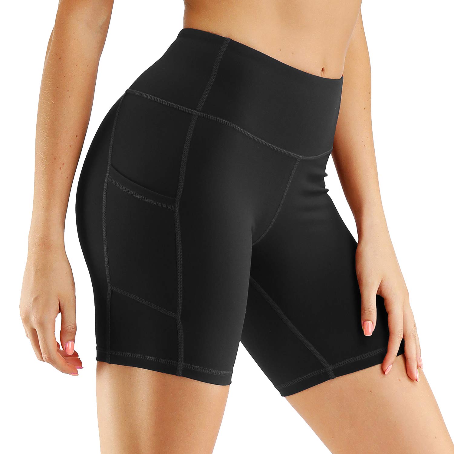 CQC Women's High Waist Yoga Shorts - Compression Workout Running Bike Shorts with Side Pockets - Perfect for Yoga, Gym, Running & Cycling