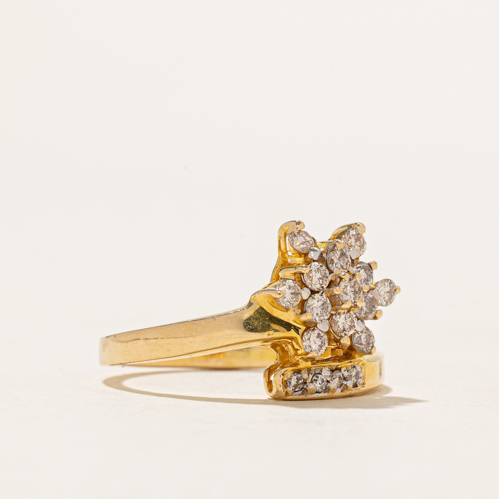 0.43ctw Diamond Cluster Bypass Ring - Size 7.25 - Elegant Wedding Band, Anniversary Gift for Her - Perfect for Engagement, Proposal & Special Occasions