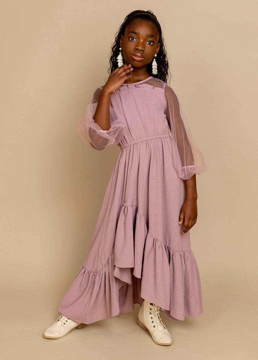 Jespyr Women's Dusty Mauve Dress - Elegant Flowy Midi Dress for Casual Wear, Date Night & Special Occasions
