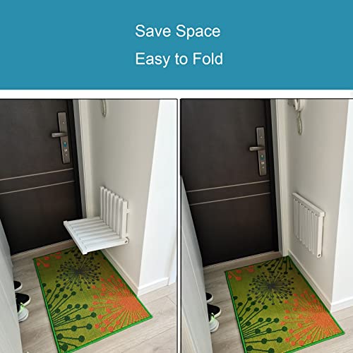 Solid Wood Folding Chair - Wall Mounted Shoe Bench & Invisible Stool for Entryway, Shower Seat - Space Saving Wooden Shoe Changing Stool for Small Spaces, Home & Bathroom Use