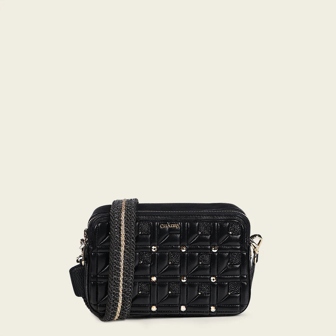 BOD2BMA Women's Cuadra Black Dress Fashion Stingray Shoulder Bag - Elegant Evening Out & Party Accessory