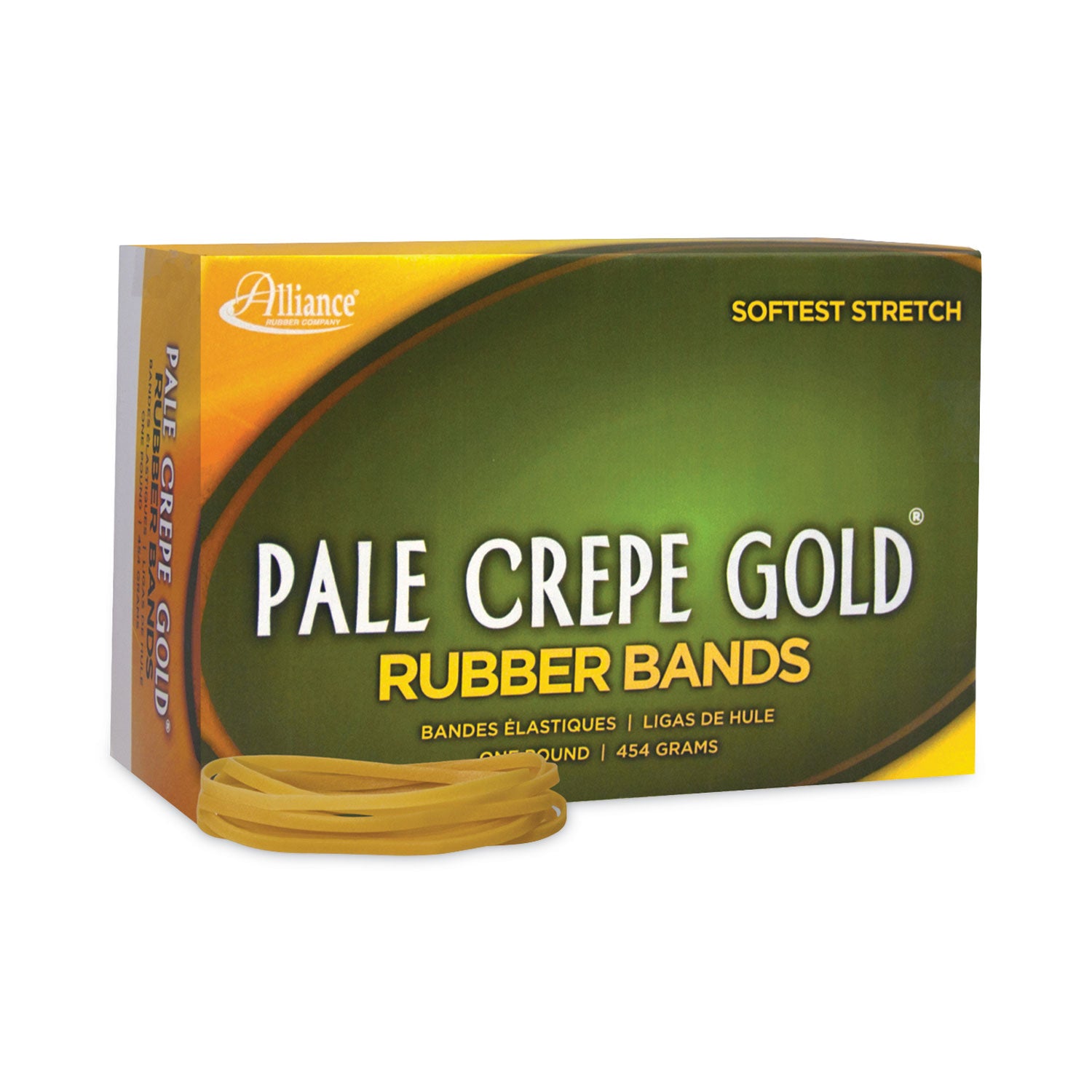 Alliance® Pale Crepe Gold Rubber Bands Size 33 - 0.04 Gauge Natural Latex Elastic Bands (1 lb Box, 970 Count) for Office, Packaging, Crafts & DIY Projects