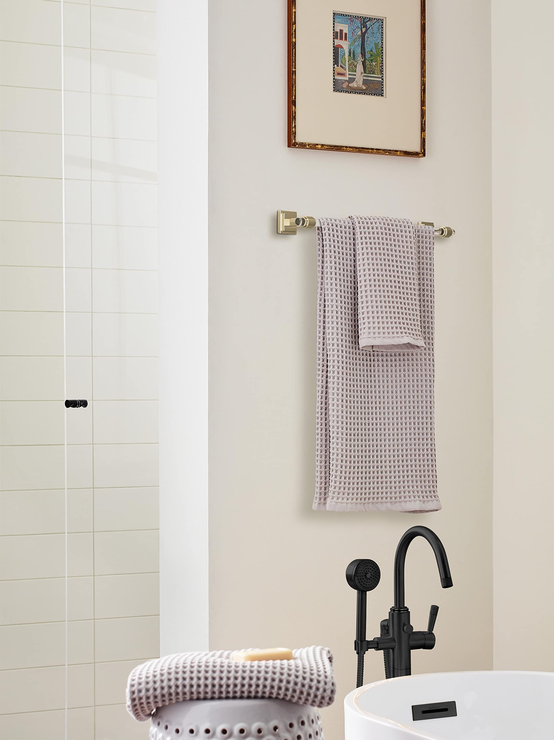 Amerock BH36063CBBZ 18-Inch Glacio Towel Bar in Clear/Golden Champagne - Modern Bathroom Towel Rack & Holder for Bath Accessories - Perfect for Spa, Guest Bathroom, and Luxury Home Decor