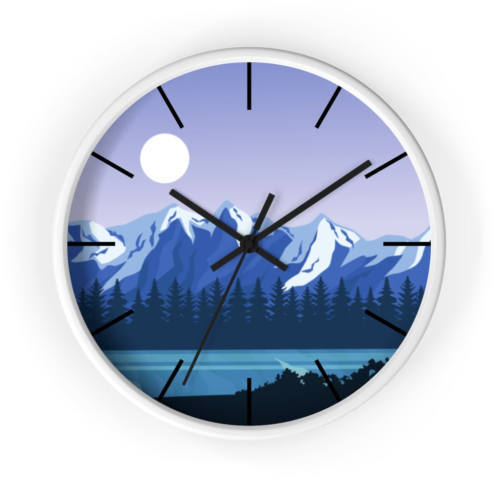 Blue Mountain Wall Clock - Large Silent Non-Ticking Modern Decor for Living Room, Bedroom & Office - Perfect for Home, Office & Gifts