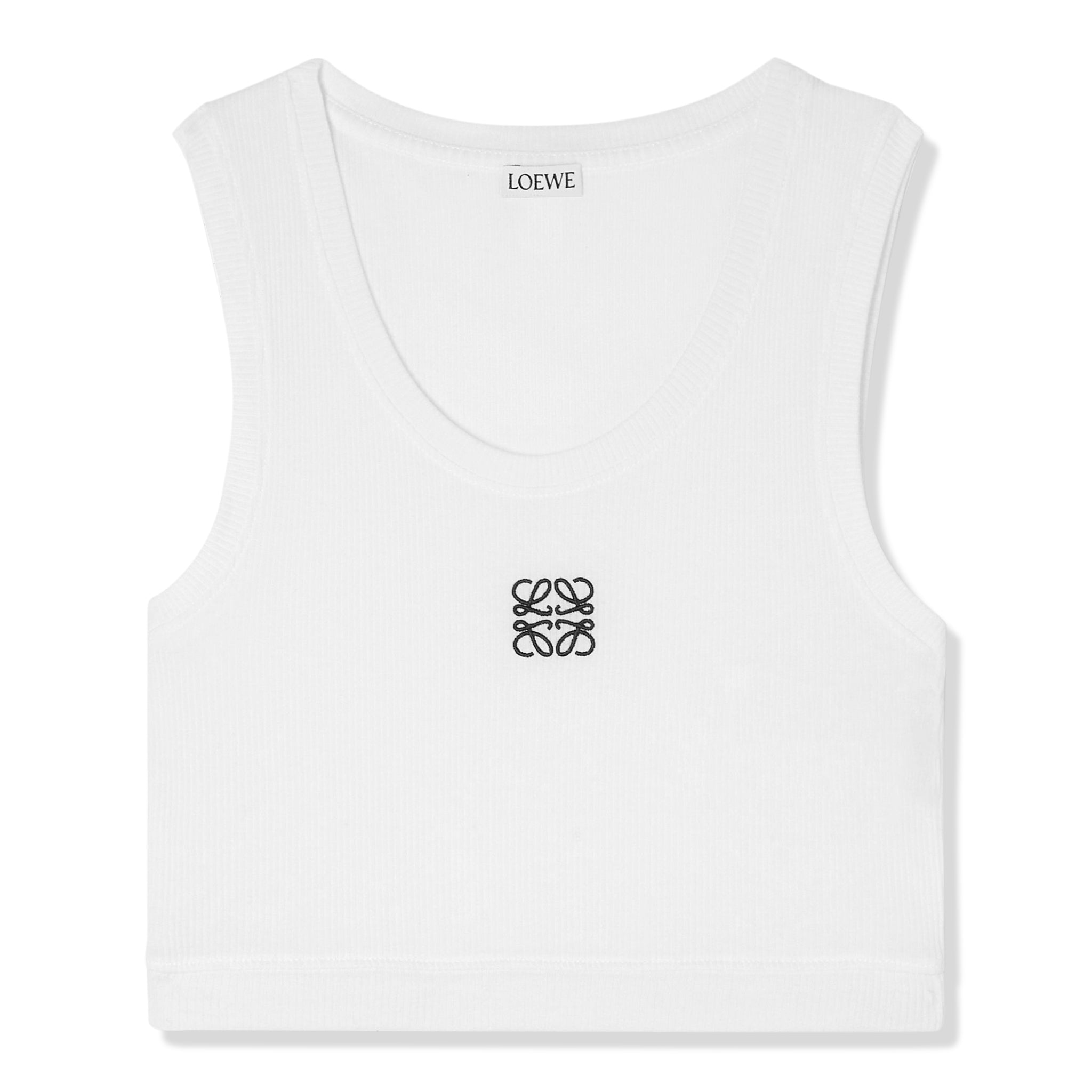 Loewe Women's Cropped Anagram Cotton Tank Top - White | Casual Summer Wear, Beach Outfit, Street Style Fashion