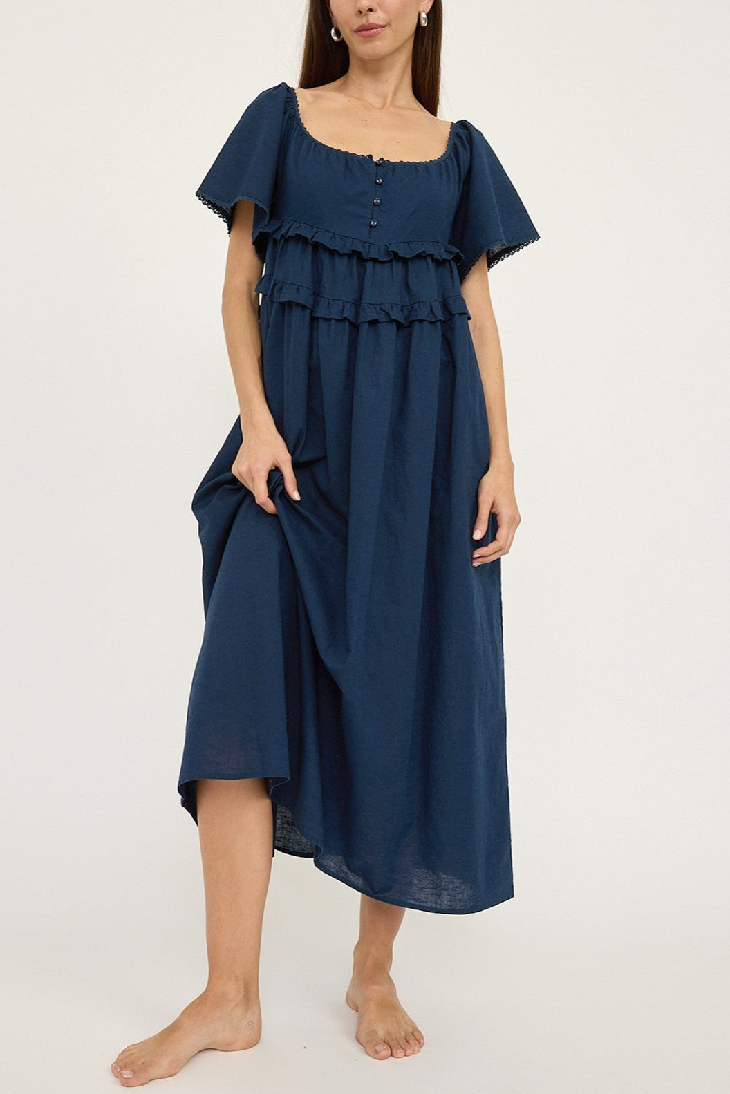 Sea La Vie Women's Navy Midi Dress - Flowy Summer Beach Dress for Vacation, Date Night & Casual Outings