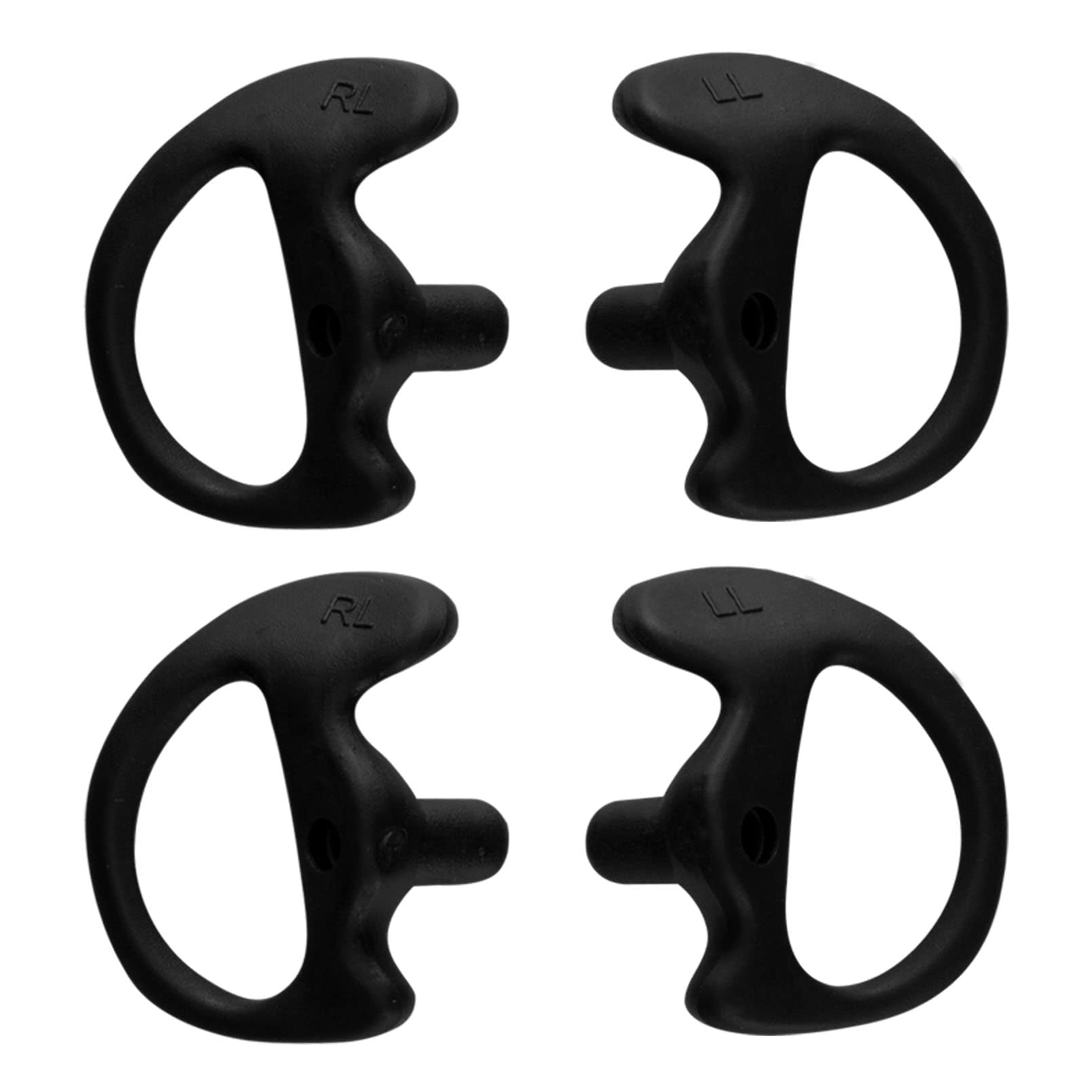 KEYBLU Universal Soft Silicone Earmold Replacement for Two-Way Radios - Compatible with Walkie Talkie Headsets & Coil Tube Audio Kits (Black, Large, 2 Pairs) - Ideal for Security, Construction & Outdoor Communication