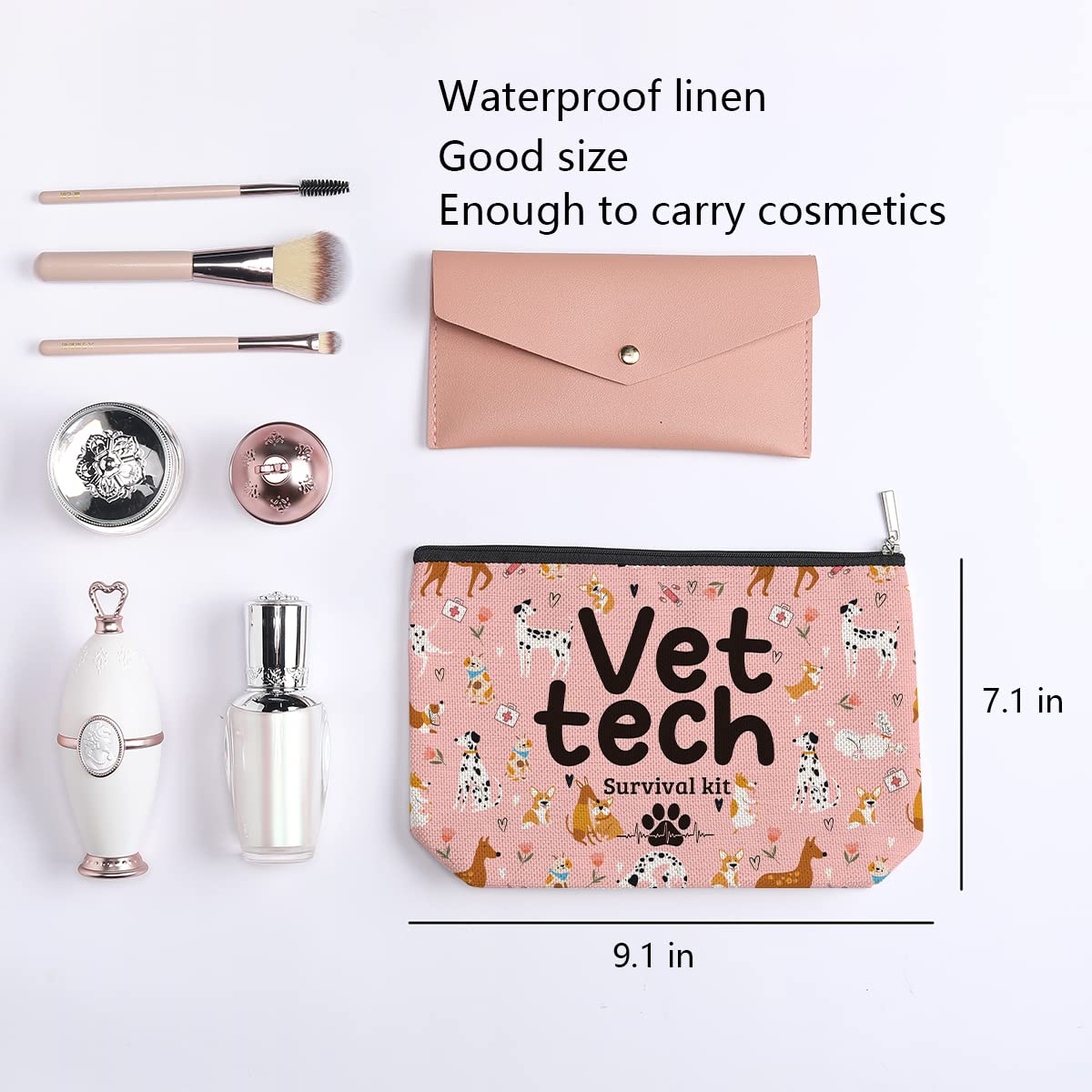 Veterinarian Graduation Gift - Vet Tech Makeup Bag Organizer with Zipper Pouch | Travel Toiletry Kit for Vet Students & Professionals | Perfect for Clinics, Hospitals & On-the-Go