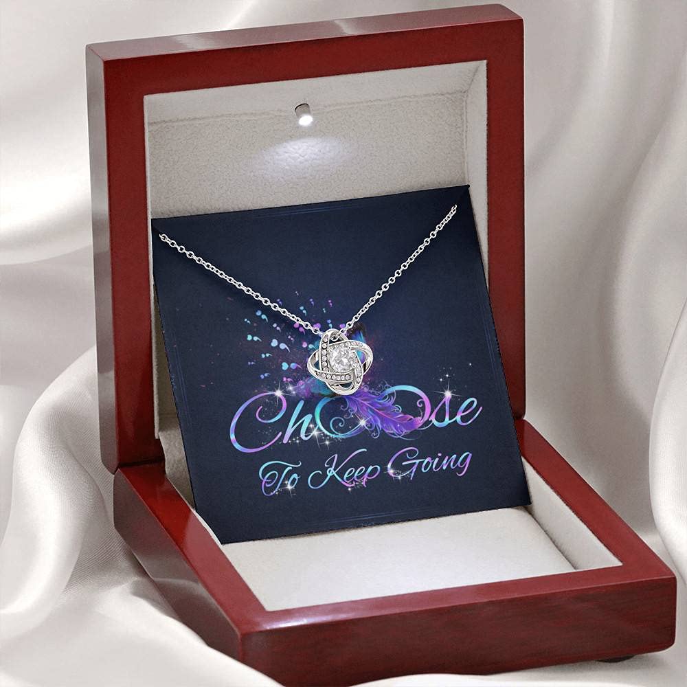 Blue Butterfly Semicolon Suicide Prevention Awareness Love Knot Pendant Necklace - Inspirational Jewelry Gift with Message Card & Luxury Gift Box - Perfect for Mental Health Support, Hope Gifts & Suicide Prevention Awareness Events