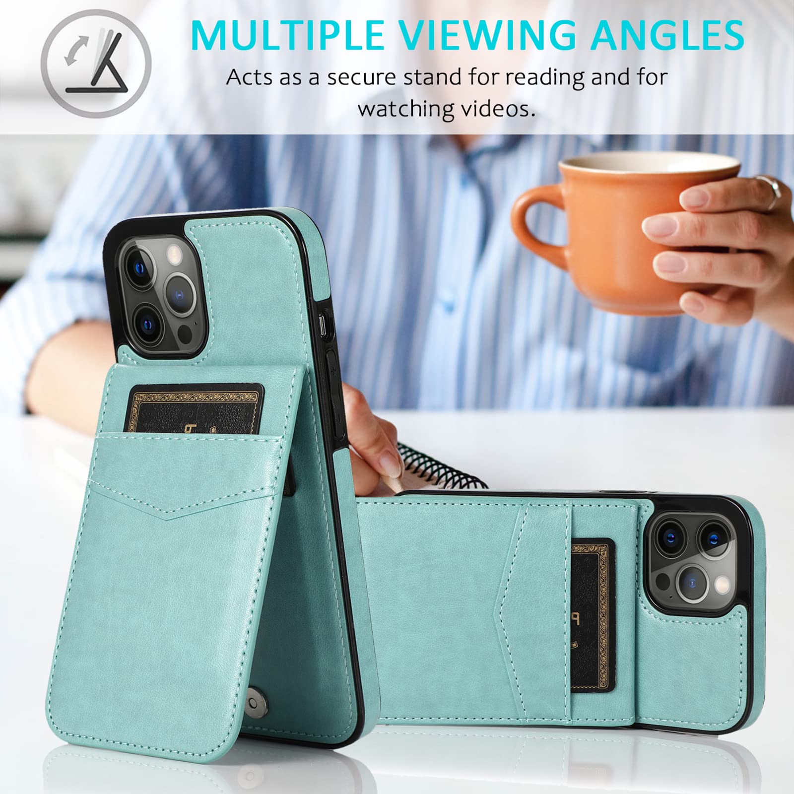 Premium Leather Wallet Phone Case for iPhone 13 Pro 6.1