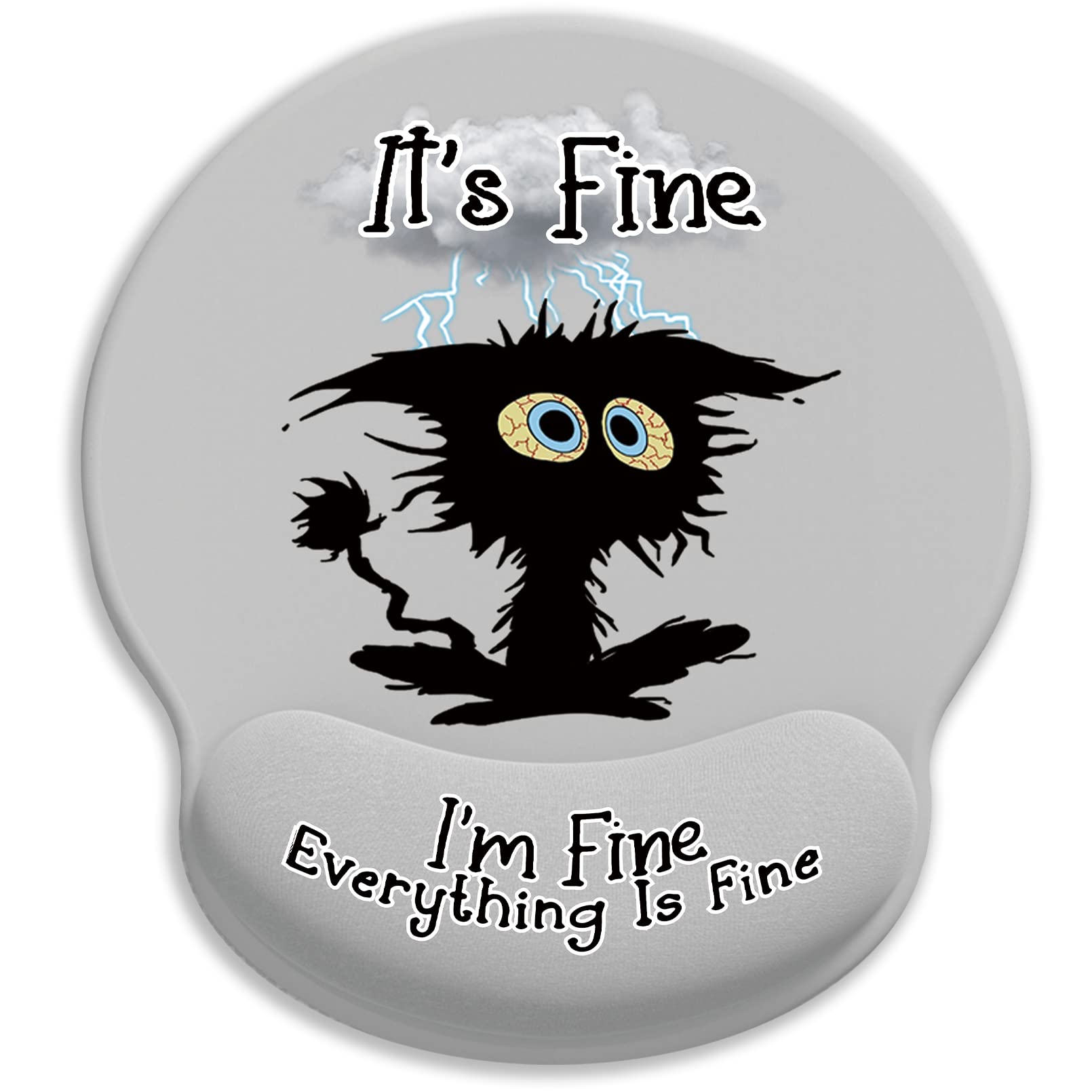 Ergonomic Mouse Pad with Wrist Support - Non-Slip Pain Relief PU Base - Cute Black Cat Design for Gaming & Office Use - Perfect for Desk Accessories, Computer Work & Long Hours Typing