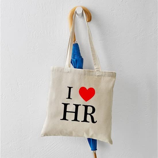 I Heart HR Tote Bag - Natural Canvas Reusable Shopping Bag for Work, Groceries & Everyday Use | Eco-Friendly & Durable